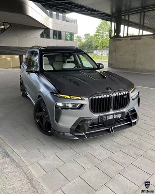 بي ام دبليو X7 كربون فائبر جسم كيت X7 LD نمط كربون فائبر الجهة الأمامية شفة موزع قوس عجلة غطاء