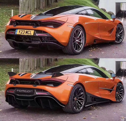 كيت جسم الألياف الكربونية لـ McLaren 720S 720 تم ترقيته TOPCAR Style الجبهة المبرحة الخلفية المنتشر الغطاء