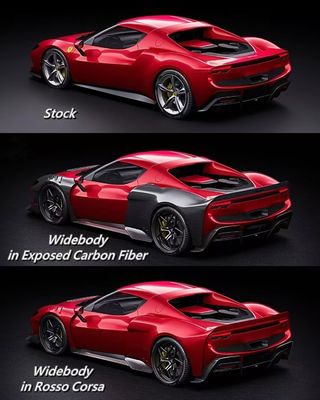 فيراري 296 الأحمر مجموعة الجسم للسيارات ZE Style Diffuser Carbon Fiber Spoiler