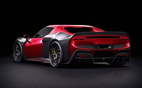 فيراري 296 الأحمر مجموعة الجسم للسيارات ZE Style Diffuser Carbon Fiber Spoiler