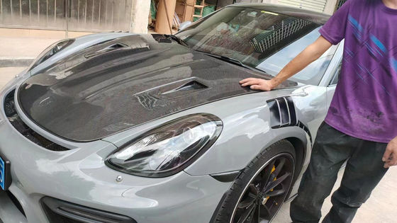 منتجات ألياف الكربون لشركة بورشه 981 بوكسستر غطاء فتحة محرك ألياف الكربون 981 2013-2015