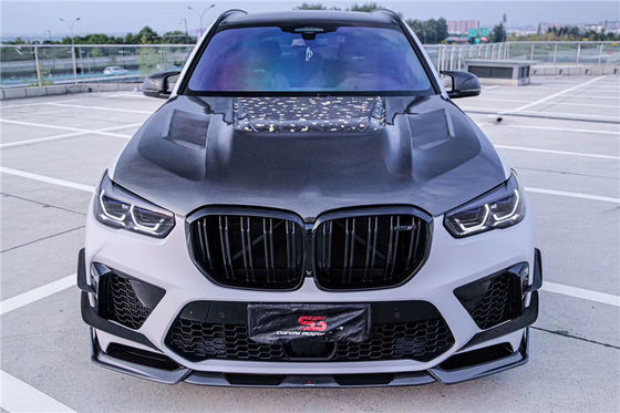 قطع غيار السيارات مجموعة جسم ألياف الكربون لسيارة بي ام دبليو X5M X5M غطاء الألياف الكربونية X5M المفرحة الأمامية الواسعة
