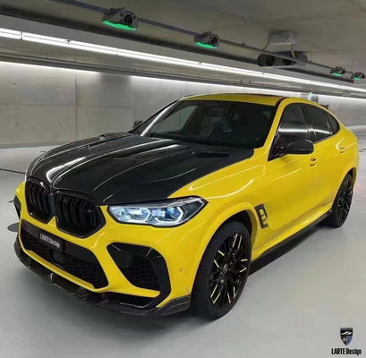 قطع غيار السيارات لسيارة بي ام دبليو X6M F96 مجموعة جسم الألياف الكربونية X6M F96 تحديث LARTE تصميم أسلوب الجبهة مجرفة موزع سبويلر مجموعة جسم