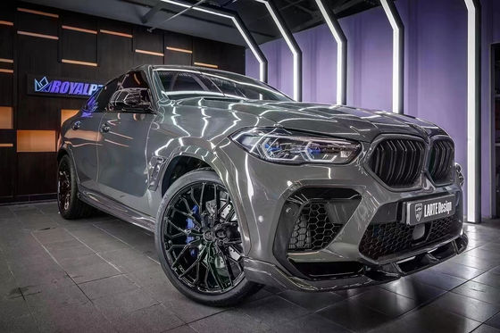 قطع غيار السيارات لسيارة بي ام دبليو X6M F96 مجموعة جسم الألياف الكربونية X6M F96 تحديث LARTE تصميم أسلوب الجبهة مجرفة موزع سبويلر مجموعة جسم