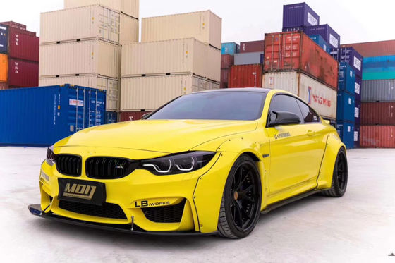 مجموعة LB واسعة الجسم لـ BMW M4 F82 مجموعة واسعة الجسم M4 F82 تحديث LB Style Front Lip Diffuser Spoiler مجموعة جسم الألياف الكربونية