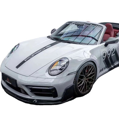 لـ بورشه 992s كيس جسم ألياف الكربون 992s AE Style خشب ألياف الكربون أمام شفتي Diffuser Spoiler Side Skirt