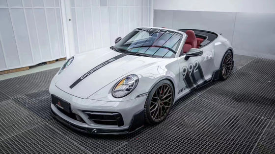 لـ بورشه 992s كيس جسم ألياف الكربون 992s AE Style خشب ألياف الكربون أمام شفتي Diffuser Spoiler Side Skirt