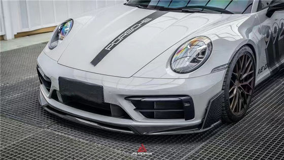 لـ بورشه 992s كيس جسم ألياف الكربون 992s AE Style خشب ألياف الكربون أمام شفتي Diffuser Spoiler Side Skirt