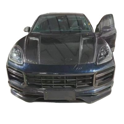 2019 Black Porsche Cayenne Body Kit TH Style Hood غطاء المحرك ألياف الكربون الجافة