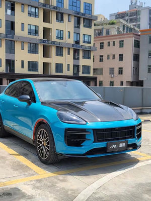 2019 Black Porsche Cayenne Body Kit TH Style Hood غطاء المحرك ألياف الكربون الجافة
