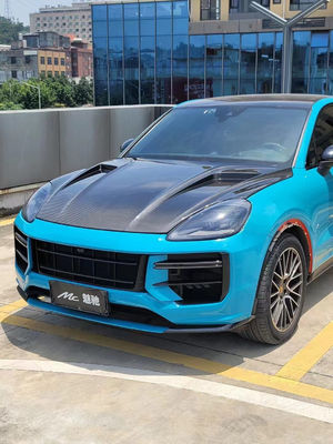 2019 Black Porsche Cayenne Body Kit TH Style Hood غطاء المحرك ألياف الكربون الجافة