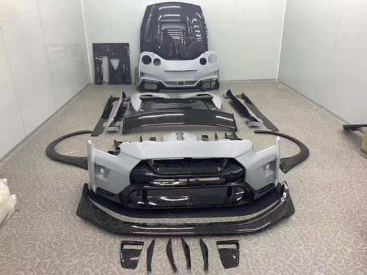 لمجموعة جسد نيسان GTR GTR R35 ترقية مجموعة جسد ألياف الكربون الأمامية والخلفية