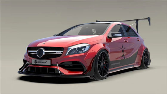 لمرسيديس AMG A45 مجموعة جسم الألياف الكربونية A45 تحديث أعلى أسلوب الجبهة المفرشة الواسعة الجسم