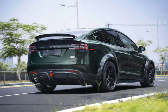 CMST Tesla Model X كيت الجسم الخضراء الداكنة Tesla Widebody Kit 2023 مضخة الشفاه الأمامية