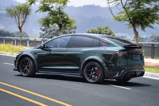 CMST Tesla Model X كيت الجسم الخضراء الداكنة Tesla Widebody Kit 2023 مضخة الشفاه الأمامية