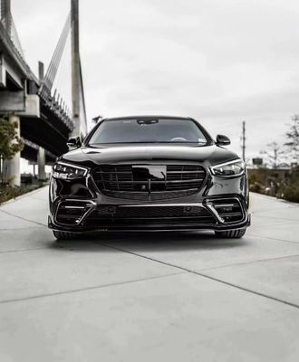 لـ مرسيدس S-Class W223 S400 S450 مجموعة جسم ألياف الكربون W223 Maybach تم ترقيته BUS Style Front Shove Diffuser Spoiler