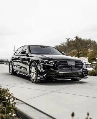 لـ مرسيدس S-Class W223 S400 S450 مجموعة جسم ألياف الكربون W223 Maybach تم ترقيته BUS Style Front Shove Diffuser Spoiler