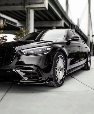 لـ مرسيدس S-Class W223 S400 S450 مجموعة جسم ألياف الكربون W223 Maybach تم ترقيته BUS Style Front Shove Diffuser Spoiler